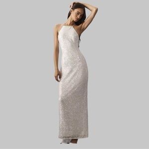 Sachin & Babi Morgan Halter Cut-Out Sequin Slim Maxi Dress